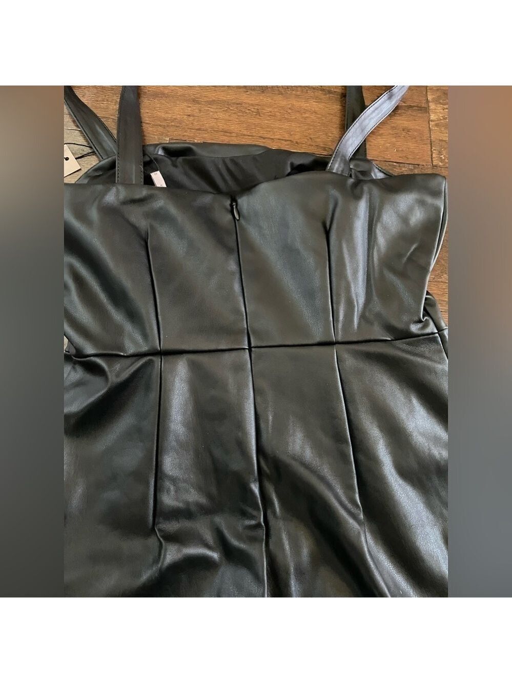 BCBGENERATION-Women's Faux-Leather Flounce-Hem Mini Dress-XS-black Retail $128 - Picture 9 of 13